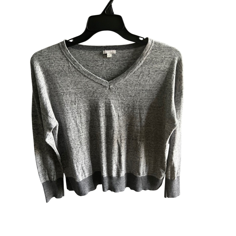 Gap Designed & Crafted Gray V Neck Long Sleeve Pullover Sweater Womens Large